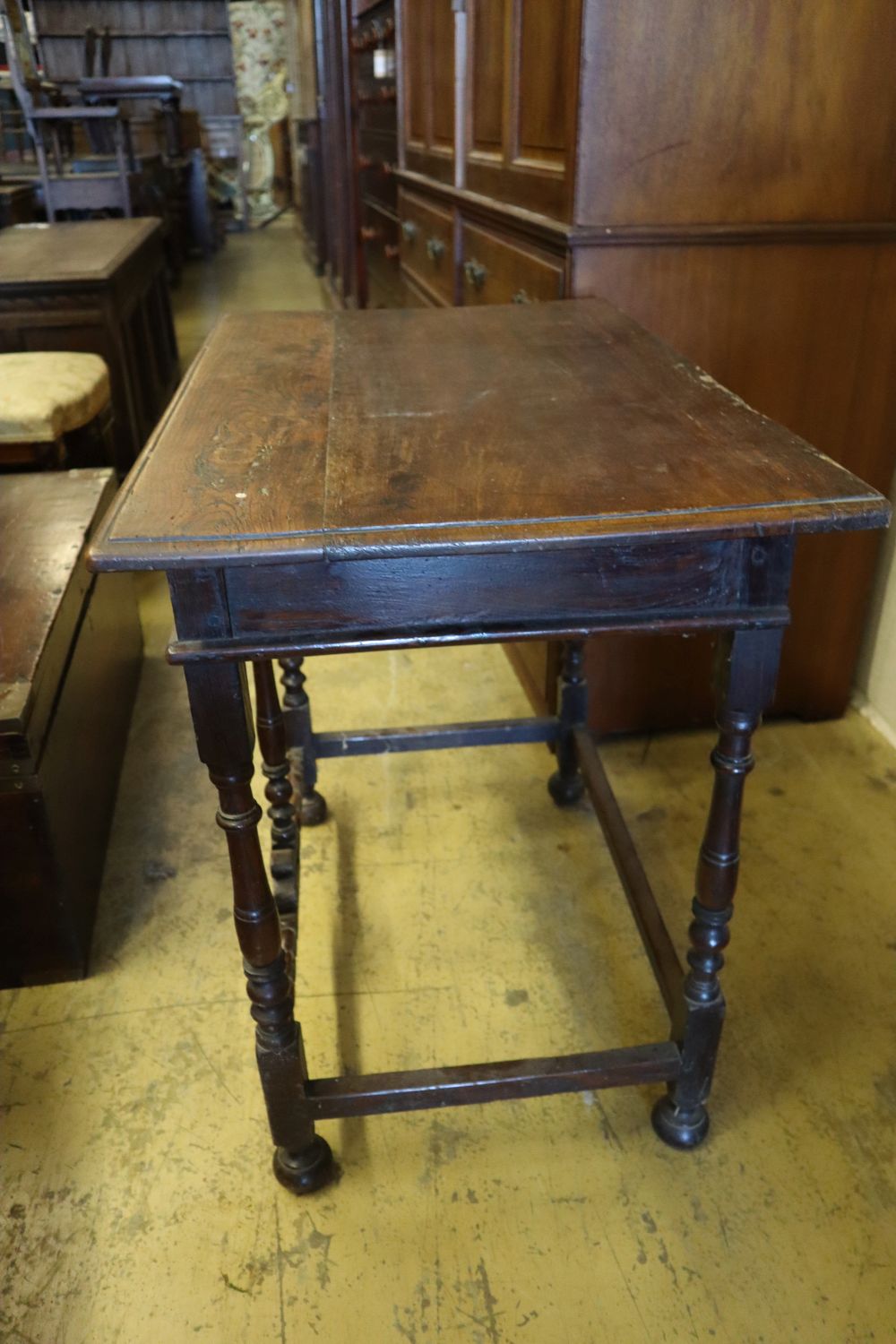 An oak side table, width 82cm depth 51cm height 76cm